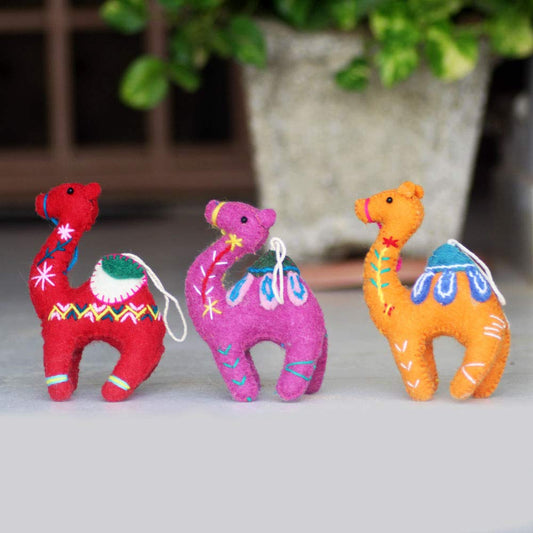 Felted Camel Handmade DIY Hanging Needle Felted Biodegradable Toys 3Pieces