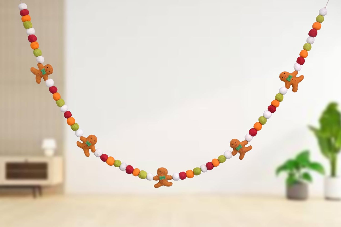 Wool Felt Garland Handmade 6.5 Feet Long Garlands for Wall Christmas Tree Decoration (Style 3)