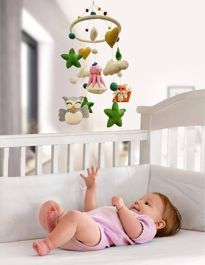 THB Baby Mobile Animal Nursery Decoration Newborn Shower Gift Birthday Gift | Baby Bed Decoration for Boys and Girls Toys Figure Playing Set Octopus Family for Babies | DIY Hanging