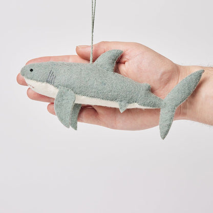Handmade Felt Shark Ornament – 5 Inch Ocean Animal Hanging Decoration