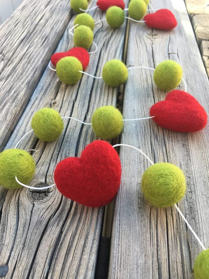 Wool Felt Garland Handmade 6.5 Feet Long Garlands for Wall Christmas Tree Decoration (Style 10)