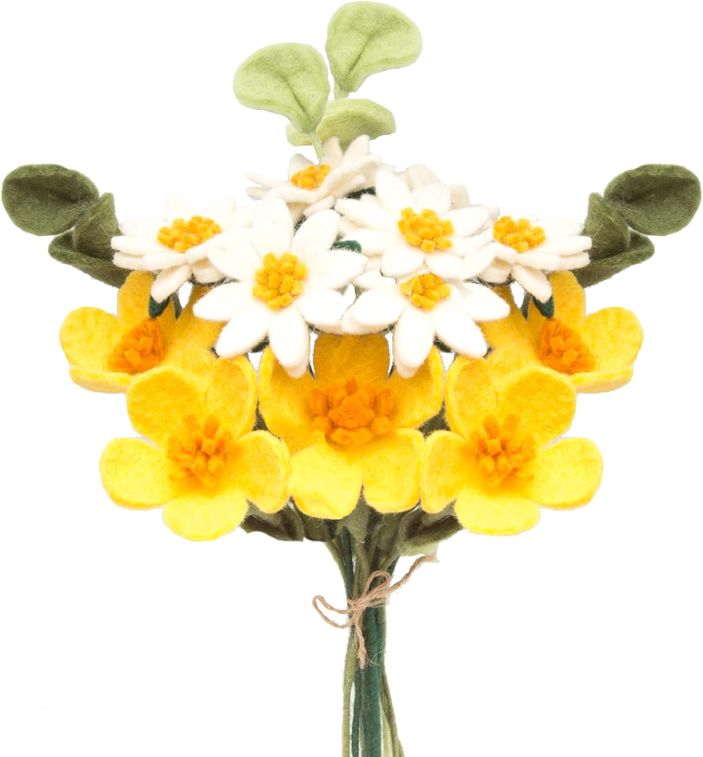 Glaciart One Felt Artificial Flowers Bouquet - 13 pcs | Reusable, Washable and Essential Oil Ready w/Bendable Wire Stem | Great as Gift and Home or Event Decorations