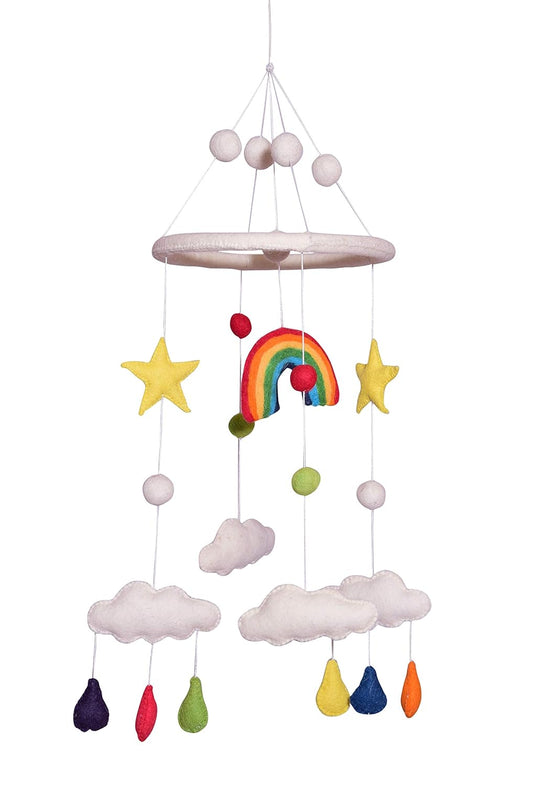 Baby Mobile Hanging Nursery,Gate Decor,Wall Decor,Led Point Decor,Room Decor,Living Room Decor,Wall Hangings Decoration for Baby Boys Girls (Sky Rainbow)