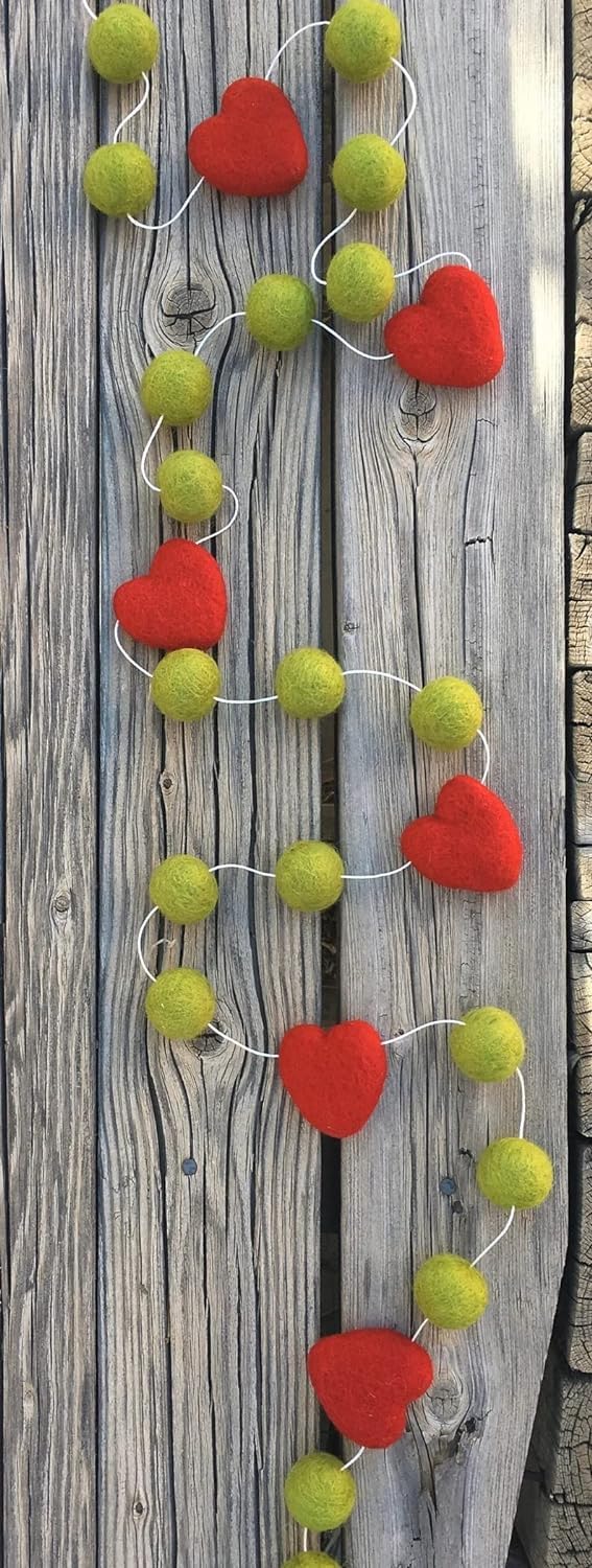Wool Felt Garland Handmade 6.5 Feet Long Garlands for Wall Christmas Tree Decoration (Style 10)