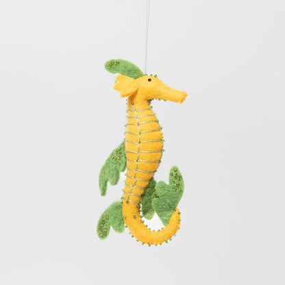 Handmade Felt Seahorse Ornament – 5 Inch Ocean Animal Decoration for Home & Gifting