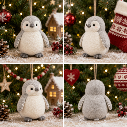 Handmade Felt Penguin Plush – Cute Winter Animal Décor