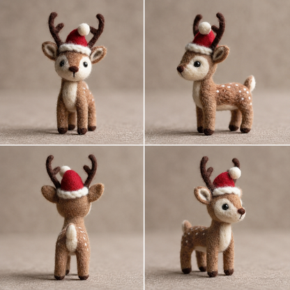 Handmade Wool Felt deer |  Cute Holiday Decor | Christmas Ornament | Felt Plush Gift | Winter Collectible
