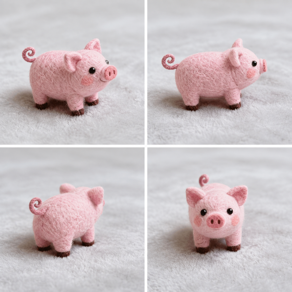 Handmade Felt Pig Soft Toy – 4 Inch Cute Pink Pig Figurine for Décor & Gifting