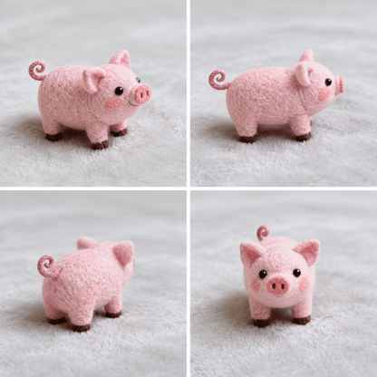 Handmade Felt Pig Soft Toy – 4 Inch Cute Pink Pig Figurine for Décor & Gifting