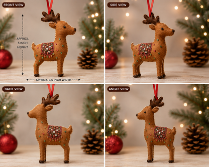 Handmade Felt Reindeer Christmas Tree Ornament