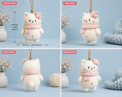 Handmade Felt Cat Ornament – Hanging Christmas Decoration
