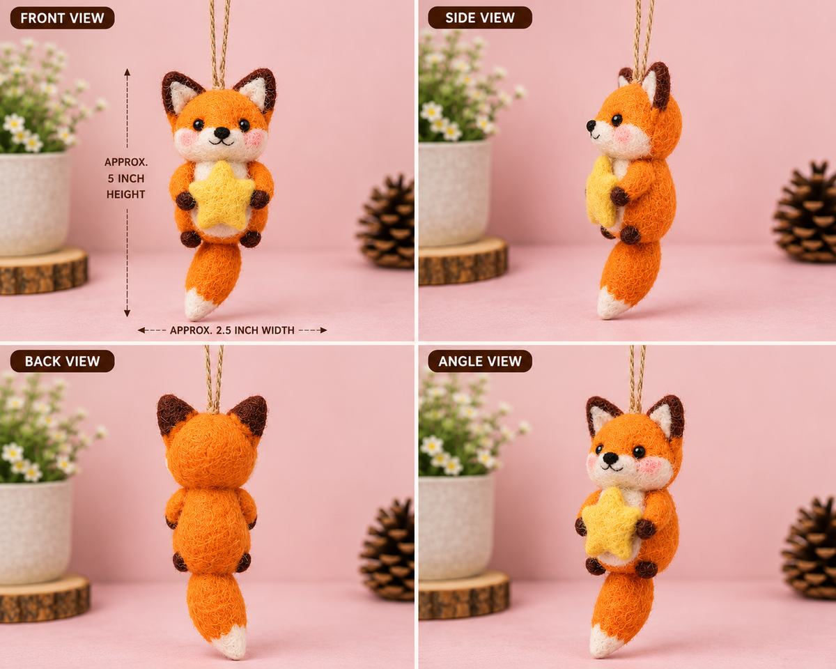Handmade Felt Cat Ornament – Hanging Christmas Decoration