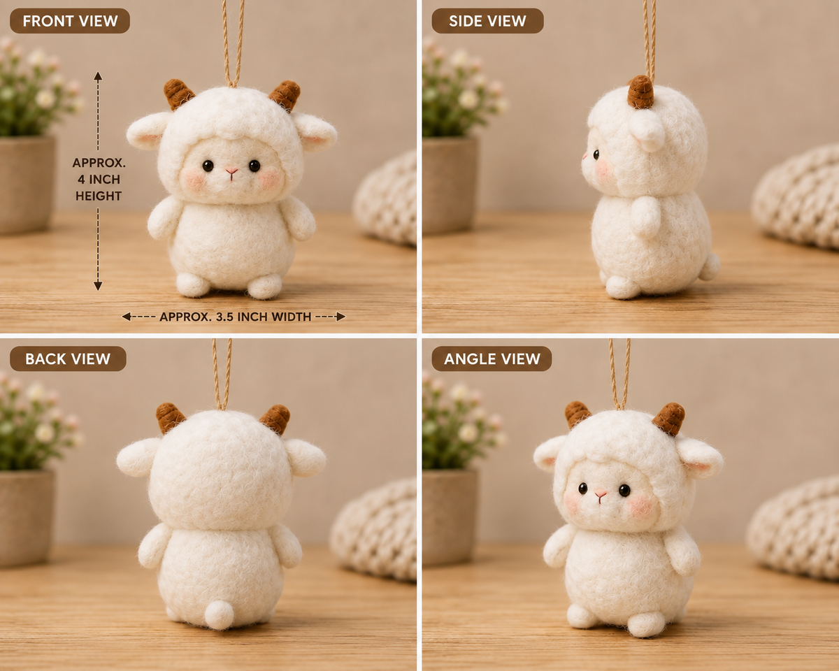Handmade Felt Lamb Ornament – Cute Wool Hanging Decoration