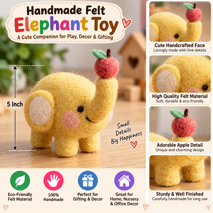 Handmade Felt Elephant Toy – 5 Inch Cute Apple Elephant for Home Decor & Gifting