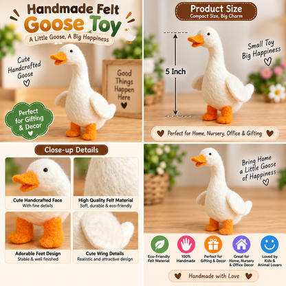 Handmade Felt Goose Toy – 5 Inch Cute Decorative Bird for Home Decor & Gifting