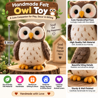 Handmade Felt Owl Toy – 5 Inch Cute Owl Decor for Home, Nursery & Gifting