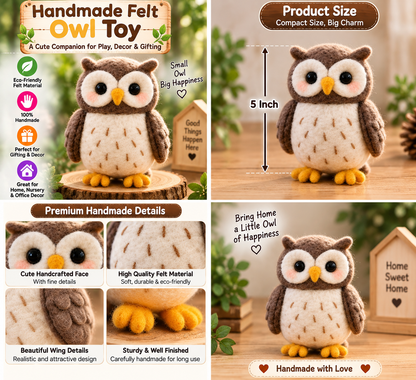 Handmade Felt Owl Toy – 5 Inch Cute Owl Decor for Home, Nursery & Gifting