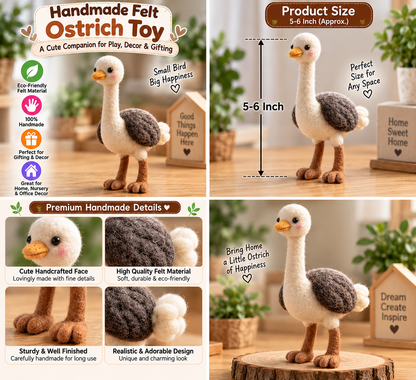 Handmade Felt Ostrich Toy – 5–6 Inch Cute Bird Decor for Home & Gifting