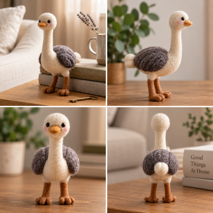 Handmade Felt Ostrich Toy – 5–6 Inch Cute Bird Decor for Home & Gifting