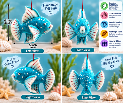 Handmade Felt Fish Ornament – 4–5 Inch Cute Ocean Fish Decoration for Home & Gifting