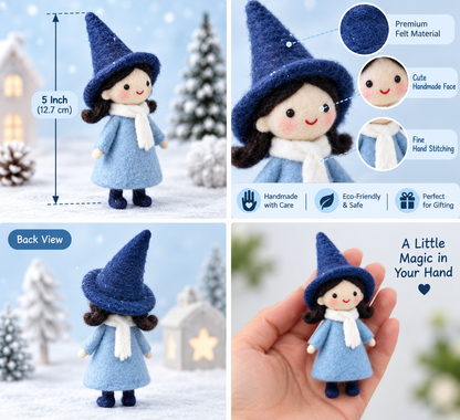 5 Inch Handmade Felt Witch Doll | Cute Mini Witch Figurine