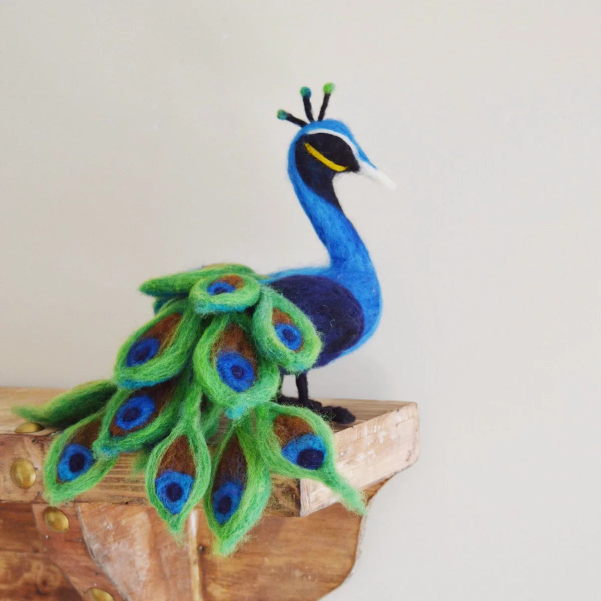 Handcrafted Indian Peacock Felt Ornament | Traditional Embroidered Royal Blue Mayur Decor | Festive Diwali & Holiday Decor