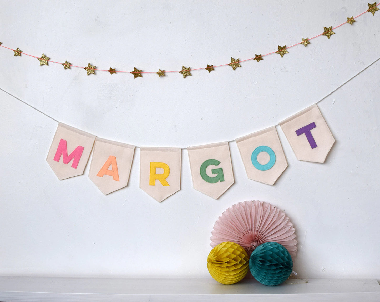 Personalised Pastel Rainbow Name Bunting Custom Felt Nursery Garland Baby Shower Decoration Kids Room