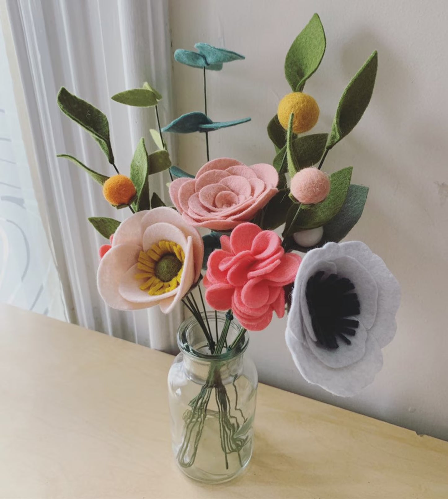 FELT FLOWER BOUQUET No. 007 forever flower bouquet teachers gift housewarming gift office cubicle decor Valentines day Mothers day