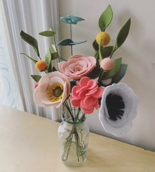 FELT FLOWER BOUQUET No. 007 forever flower bouquet teachers gift housewarming gift office cubicle decor Valentines day Mothers day