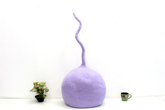 Felt Cat Cave – Purple Wool Pet Bed, Handmade in India