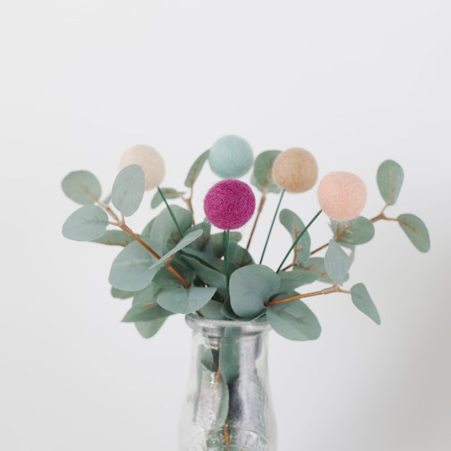 Felt billy balls - Billy buttons - Craspida flowers - Felt flowers - Felt bouquet - Wedding bouquet - Felt decor - Pom Pom bouquet
