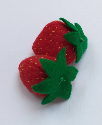 Handmade Needle Felted Strawberries Set – Wool Artificial Fruit Home & Play Food Decor