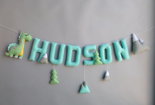 Dunosaur Felt Name Garland - Personalized Nursery Bunting