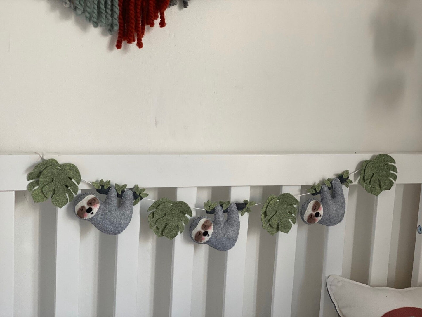 Sloth nursery wall decor, felt animals garland, safari nursery decor sloth garland