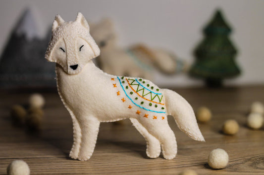 White Wolf Felted Ornaments | Christmas ornaments