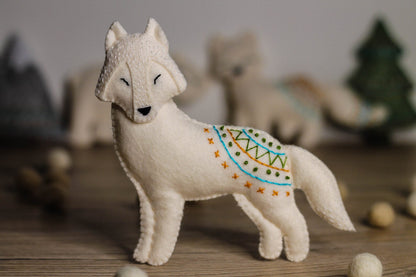White Wolf Felted Ornaments | Christmas ornaments