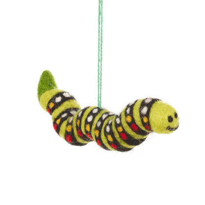 Carl the Caterpillar Hanging Decoration: Needle Felt Fair Trade Wool