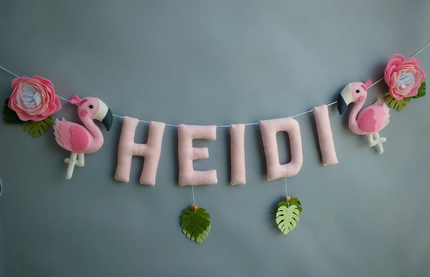 Flamingo Name Banner: Handmade Felt Nursery Garland