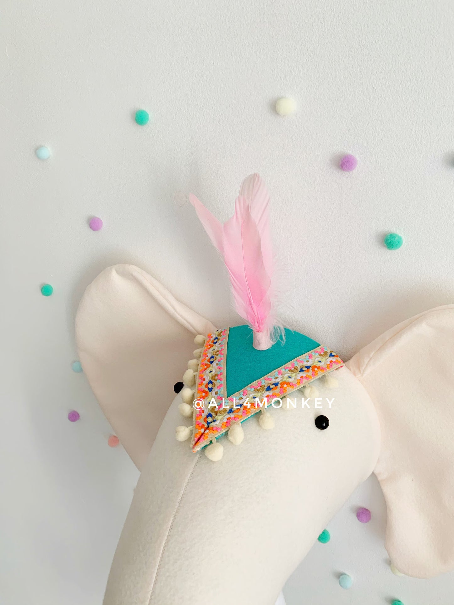 Felt Elephant Head Wall Decor - Circus Nursery, Safari Animal