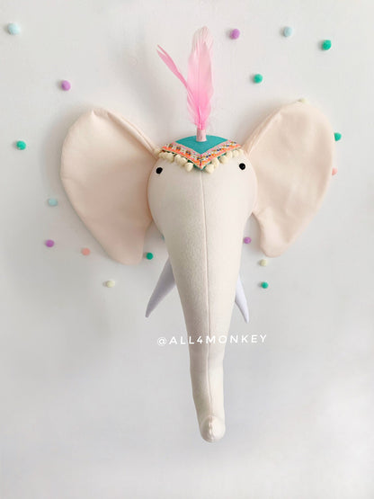 Felt Elephant Head Wall Decor - Circus Nursery, Safari Animal