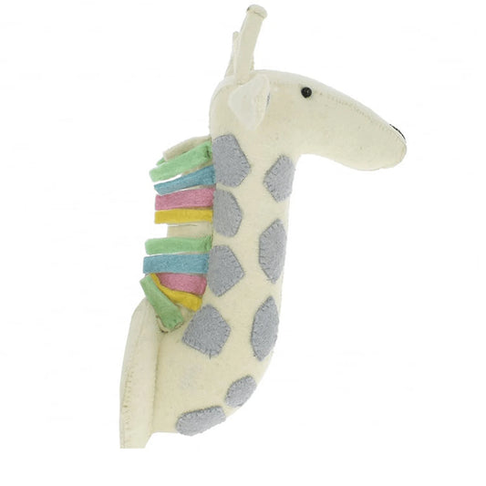 Giraffe Head | Stuffed Giraffe Head | Kids Room Head | Kids Animal Head | Medium Pastel Giraffe with Grey Spots