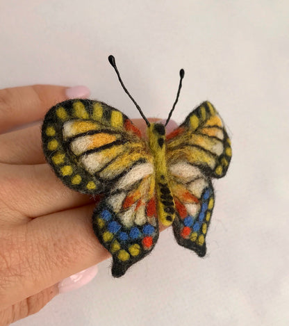 Machaon butterfly Needle Felted , Wool felted Butterfly