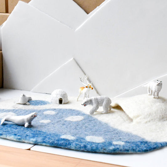 Arctic Felt Play Mat Playscape | Felt Arctic Snow Play | Made from Wool Felt | Waldorf Inspired