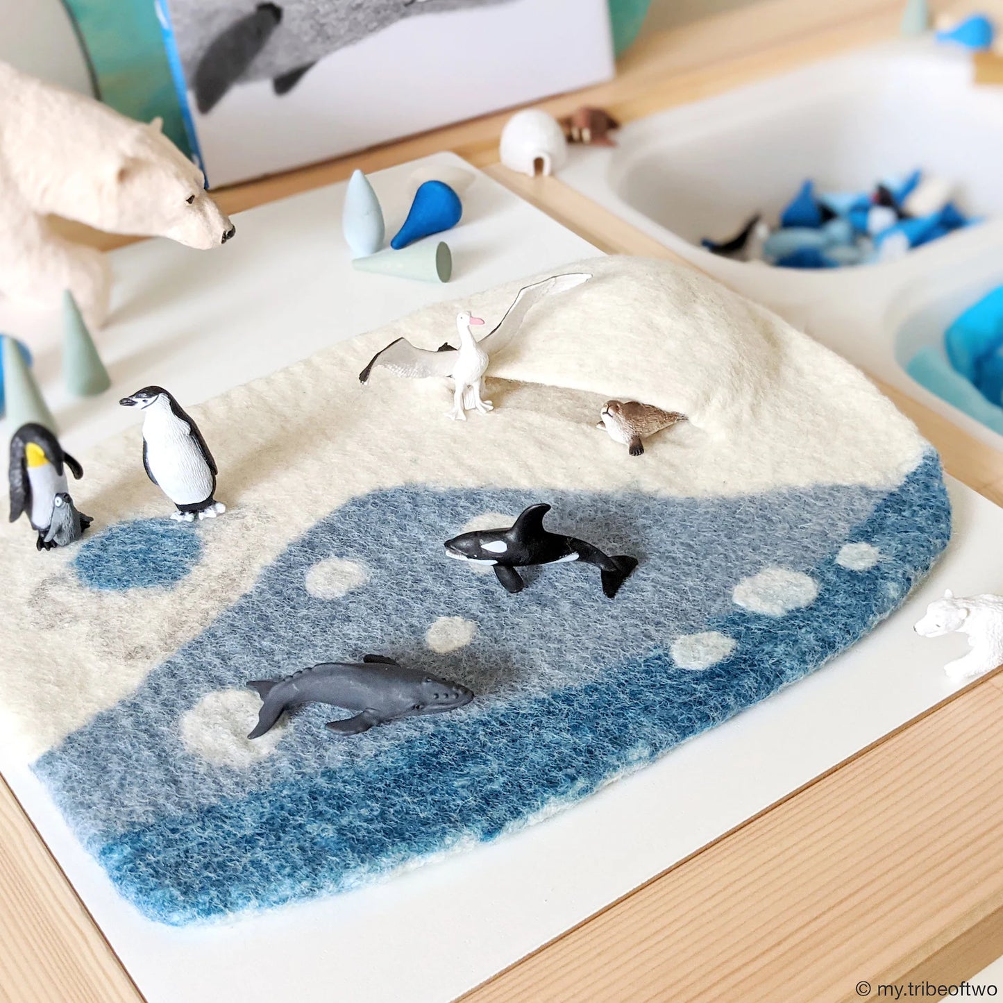 Arctic Felt Play Mat Playscape | Felt Arctic Snow Play | Made from Wool Felt | Waldorf Inspired