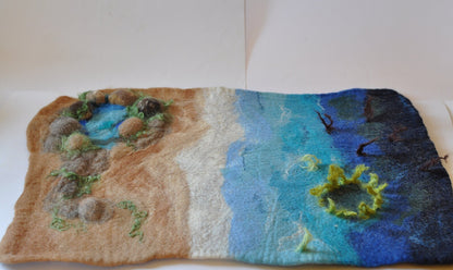 Wet Felted Ocean Playscape: Montessori Beach Playmat, Waldorf Toy