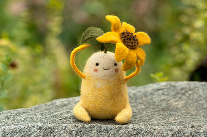 Needle Felted Blackberry, Sunflower & Grapes Creatures ~ Smiling Wool Plants ~ Handmade Nature Lover Gift