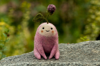 Needle Felted Blackberry, Sunflower & Grapes Creatures ~ Smiling Wool Plants ~ Handmade Nature Lover Gift