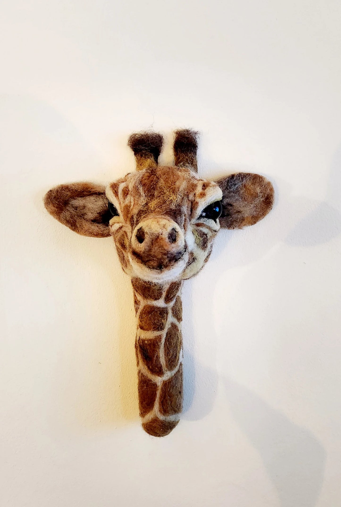 Needle Felted Giraffe Calf Head | Faux Taxidermy Fibre Art