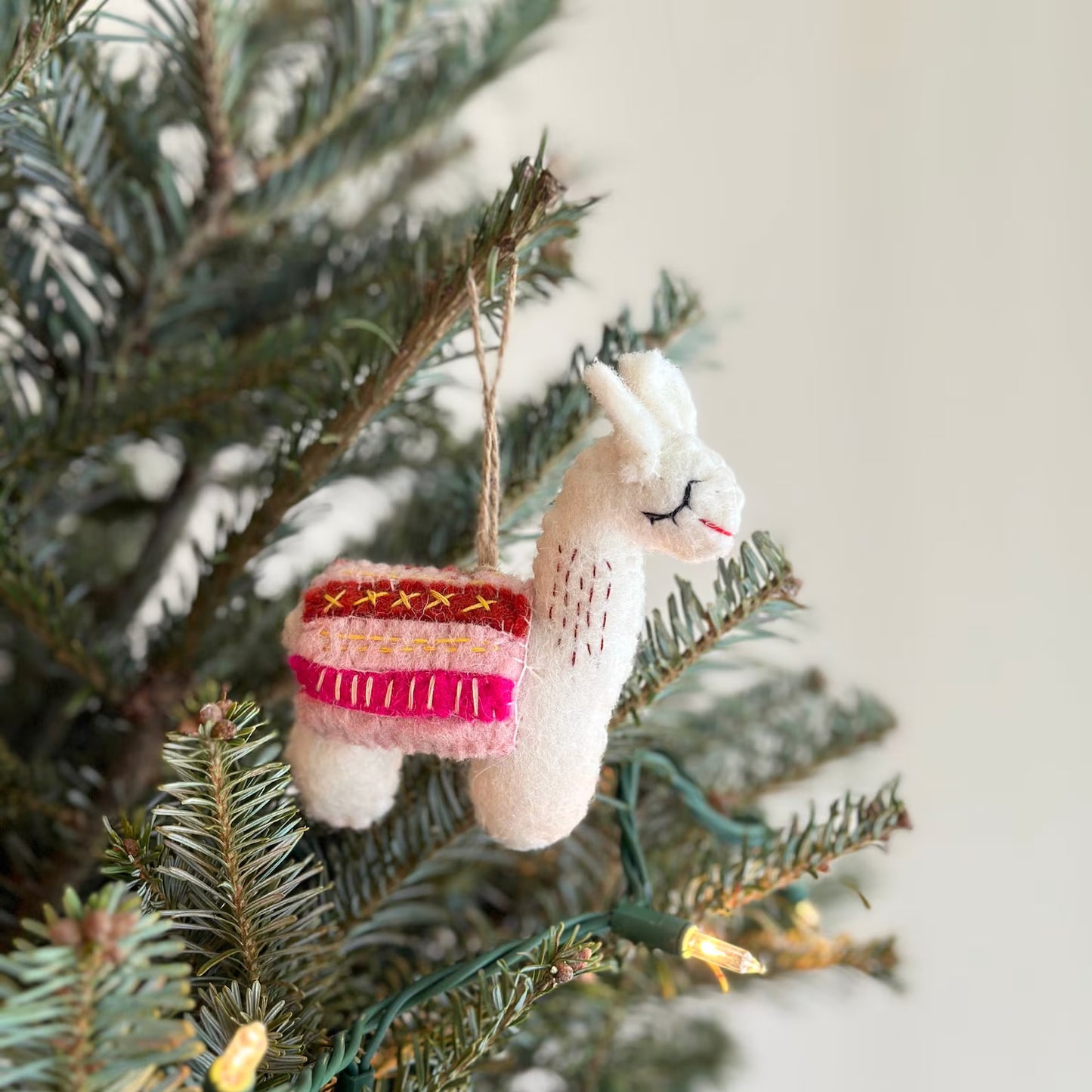 Felt Llama Christmas Ornament, Alpaca Ornament, Needle felted Christmas Decor, Biodegradable Ornament, Fair Trade Ornament