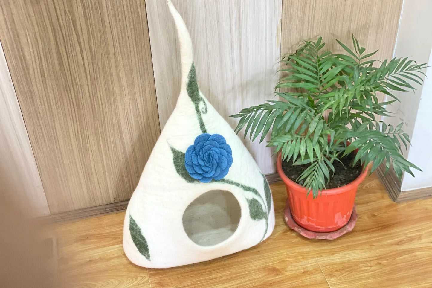 Felt Cat Cave | Handmade Wool Cat Cave| Cozy, Washable Indoor Pet House for Warmth & Privacy | Pet Bed